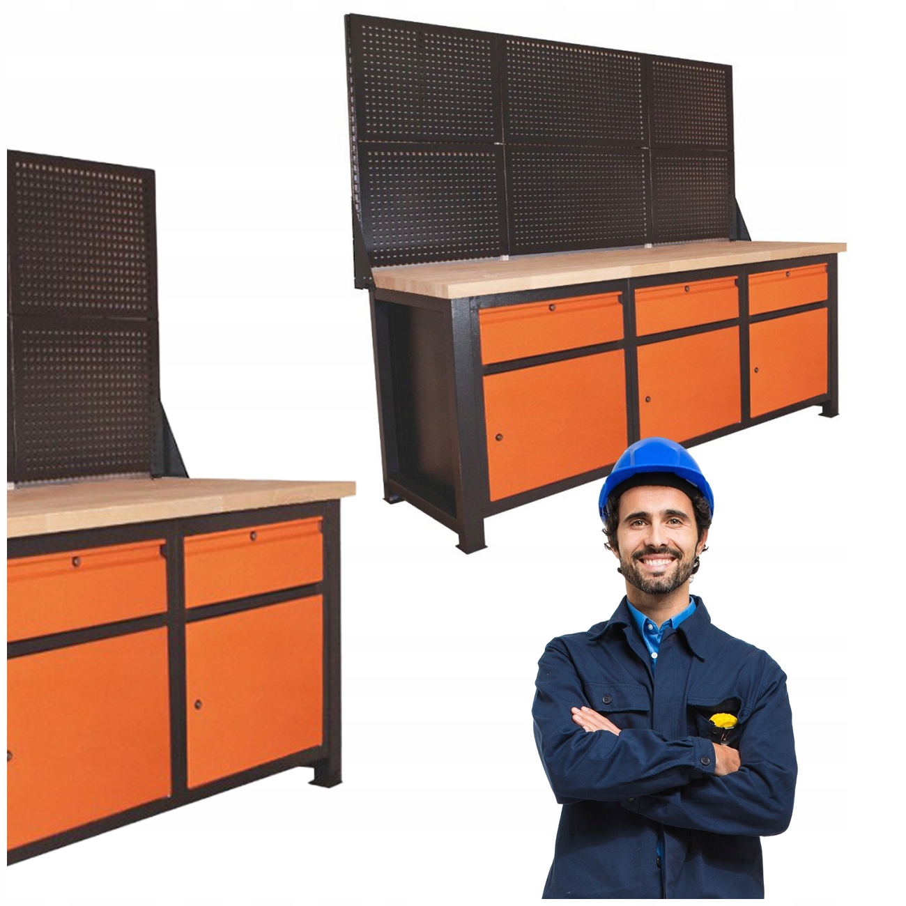 Průmyslový Garážový Pracovní Stůl S Pevnou Nástavbou 210X68X83 CM P-2128