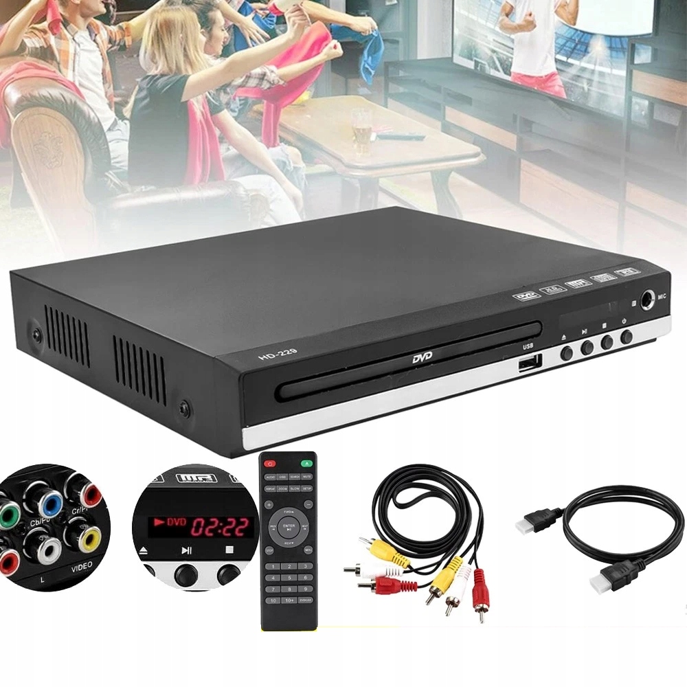 DVD Přehrávač CD Usb Hdmi Euro Full Hd DIVIX MP4 XVID MP3 1080P