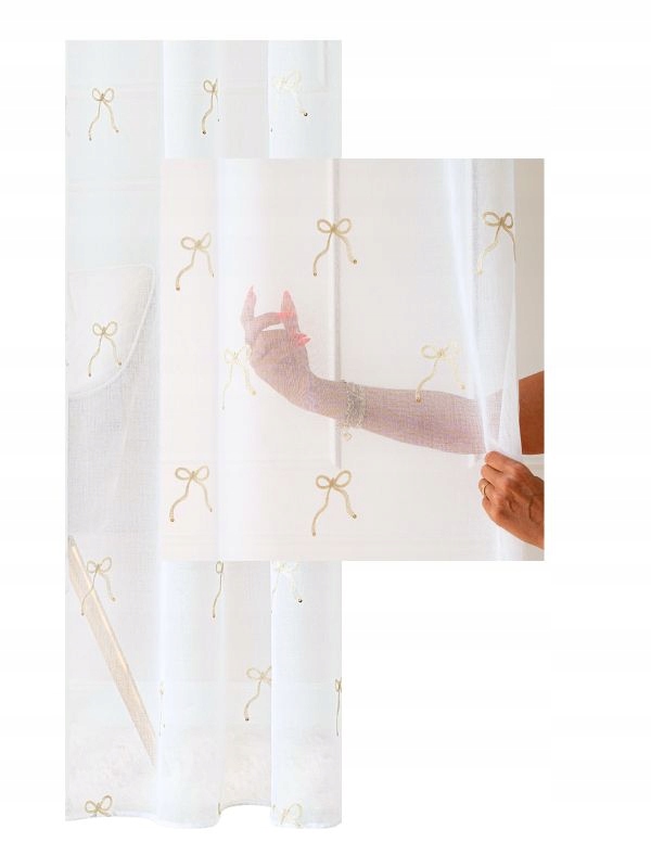 Záclona Jemná Kokardki Bílá Jemná s řasící páskou š.250x190