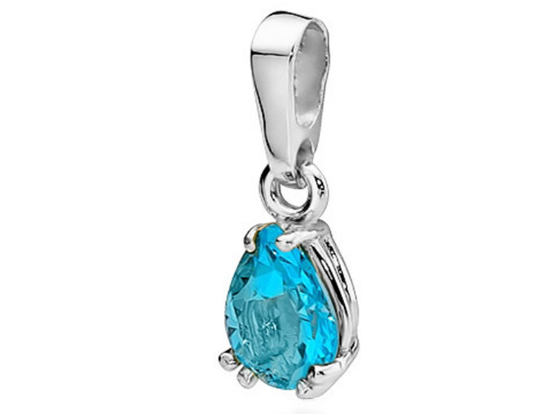 Zlatý přívěsek 585 slza bílé zlato topaz s diamantem na řetízek 14k