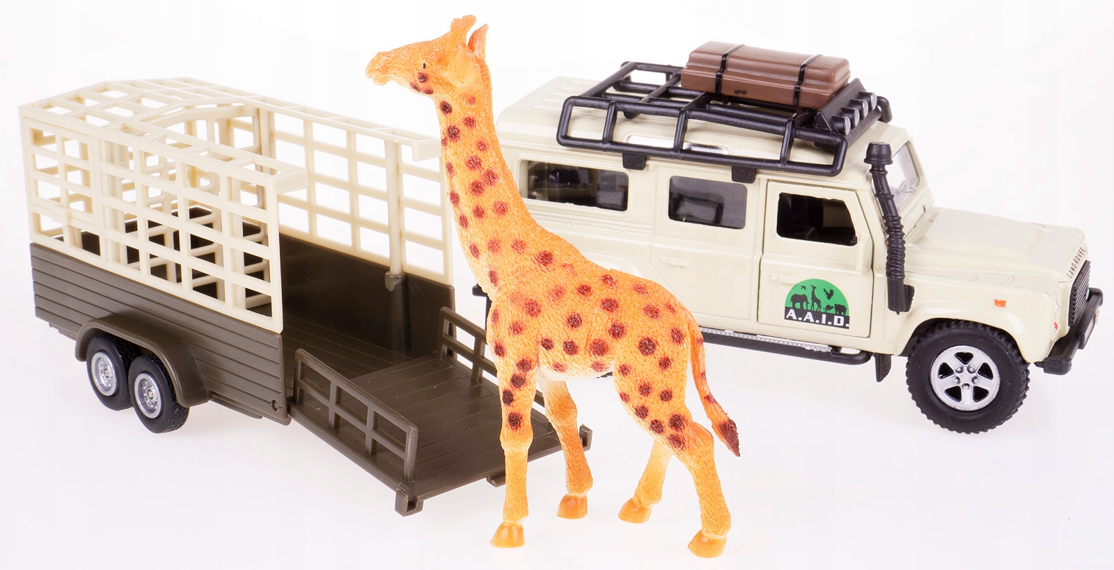 LAND ROVER DEFENDER SAFARI METALOWY Z PRZYCZEPKĄ ! Model LAND ROVER DEFENDER SAFARI