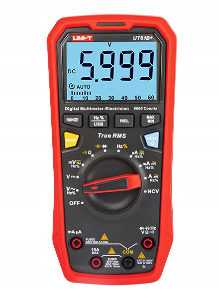 MULTIMETR UNIWERSALNY CYFROWY MIERNIK PRĄDU UNI-T UT61B+ True RMS AUTOMAT Maksymalna wyświetlana wartość 6000