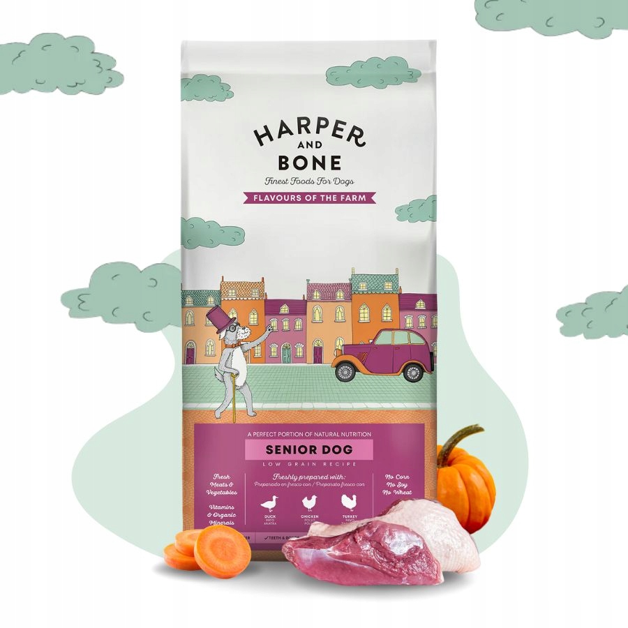 Levně Harper and Bone Senior Light krmivo pro psa s nadváhou 49% Miesa Krůta 12kg