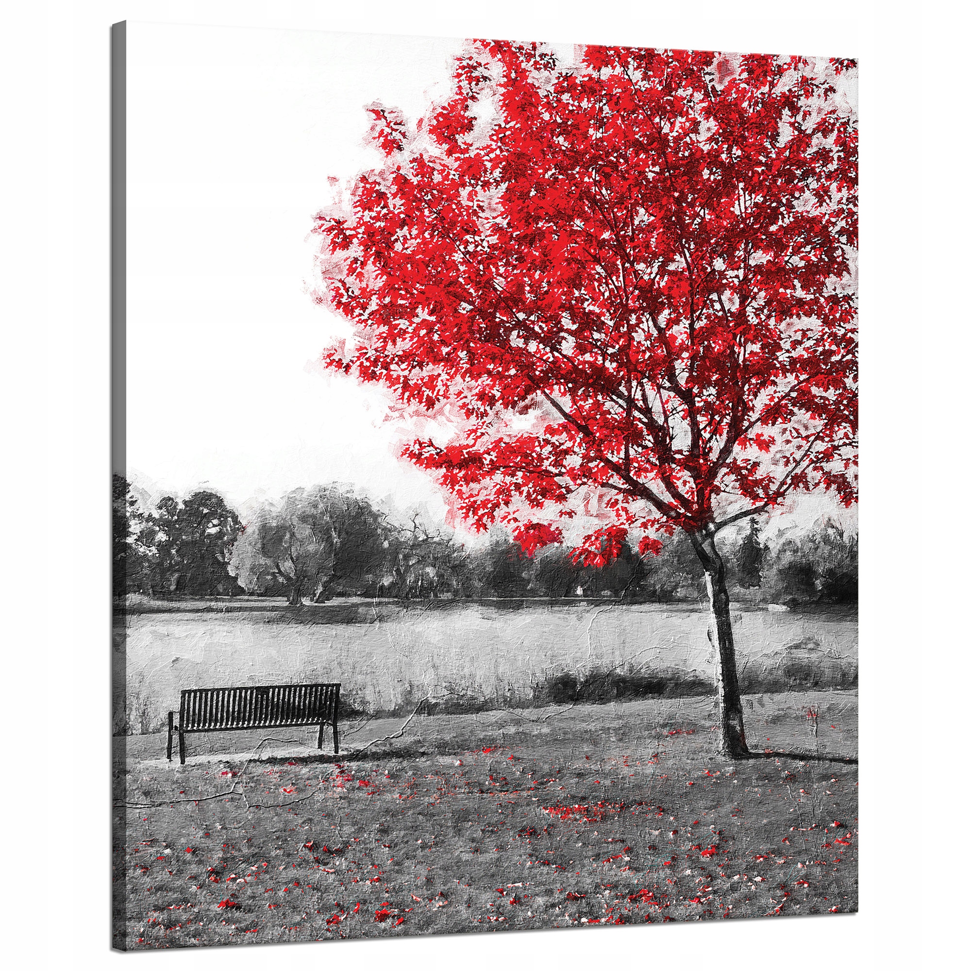 Obraz na plátně Šedá Červená Listí Kontrast 80x100 cm