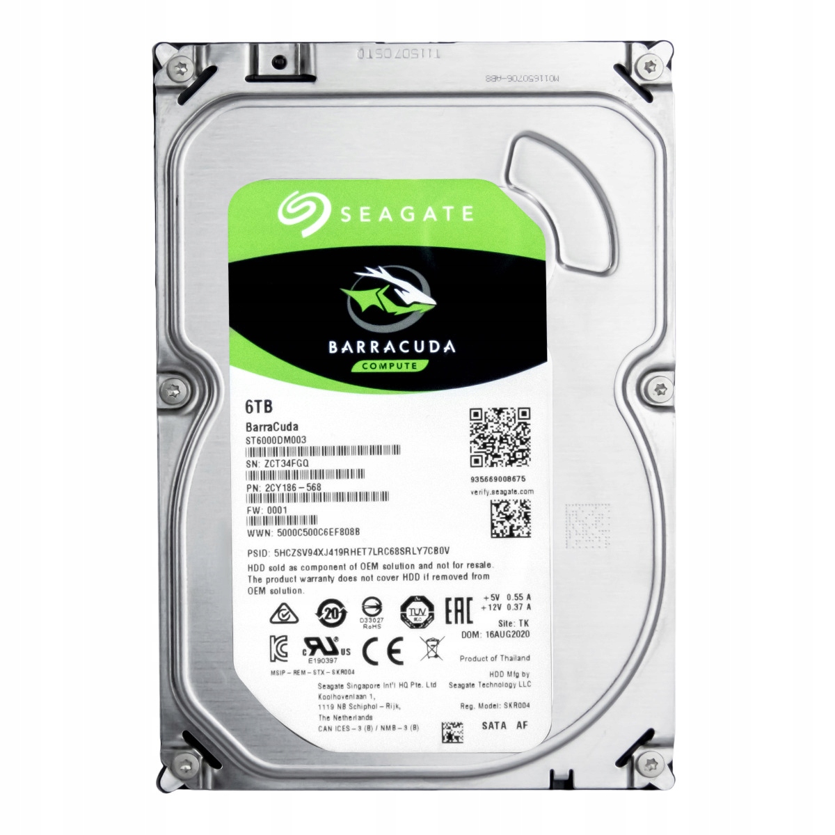 Seagate BarraCuda 6TB 5.4K 256MB Sata III 3.5'' ST6000DM003
