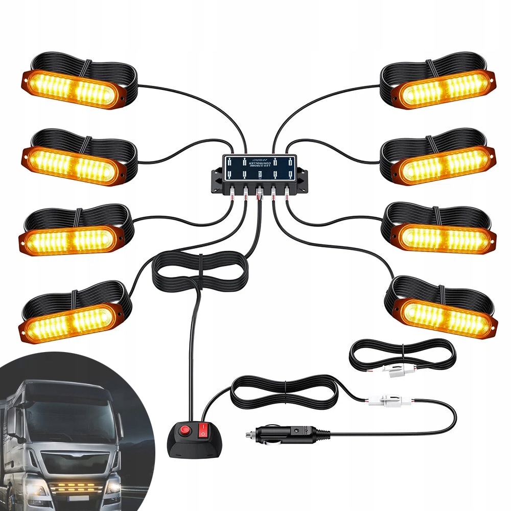 8X Led Výstražná Světla Autopřepravník Silniční Světla Stroboskop Silniční Asistence