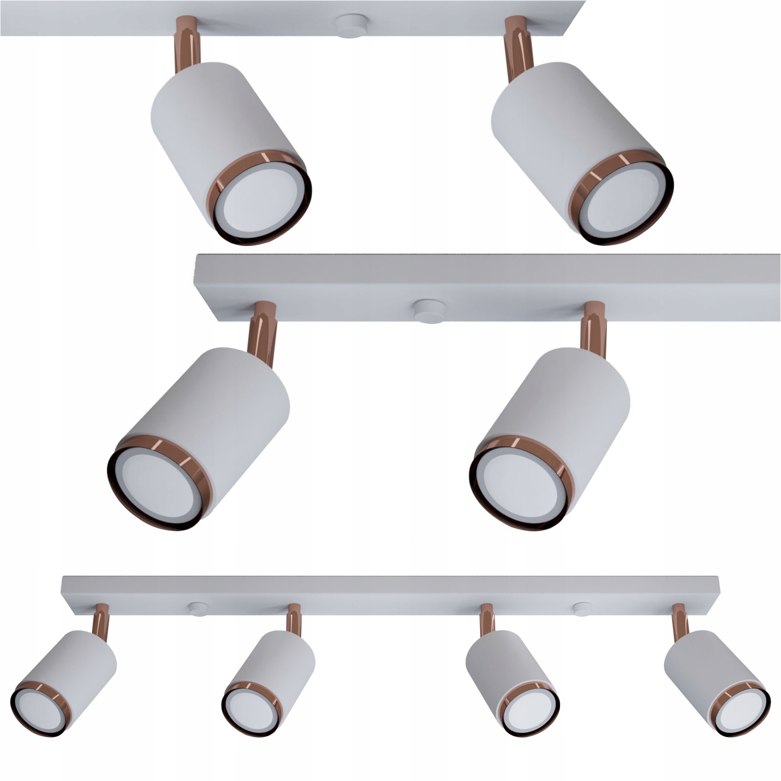 Stropné svietidlo kovový Idun 4 bodový, bielo-medený, pevný, 40W lampa
