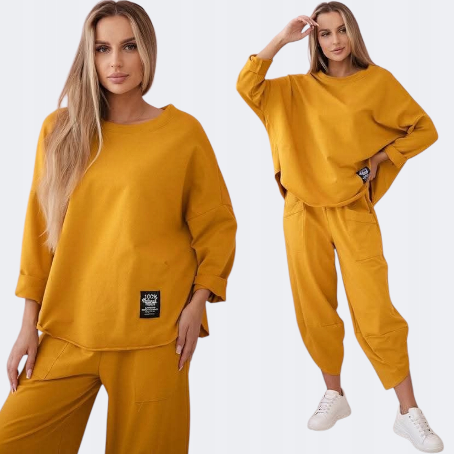 Komplet bawełniany bluza plus spodnie oversize Moda Włoska