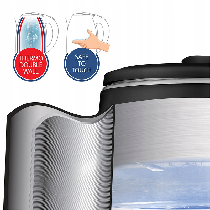 Czajnik elektryczny wewnątrz INOX 1,8L elegancki Marka Aurora