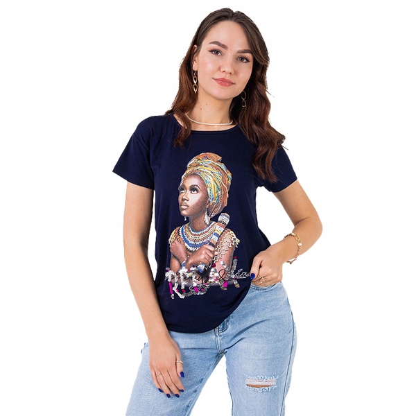 

05HCK Navy Granatowy Damski T-shirt Uniwersalny