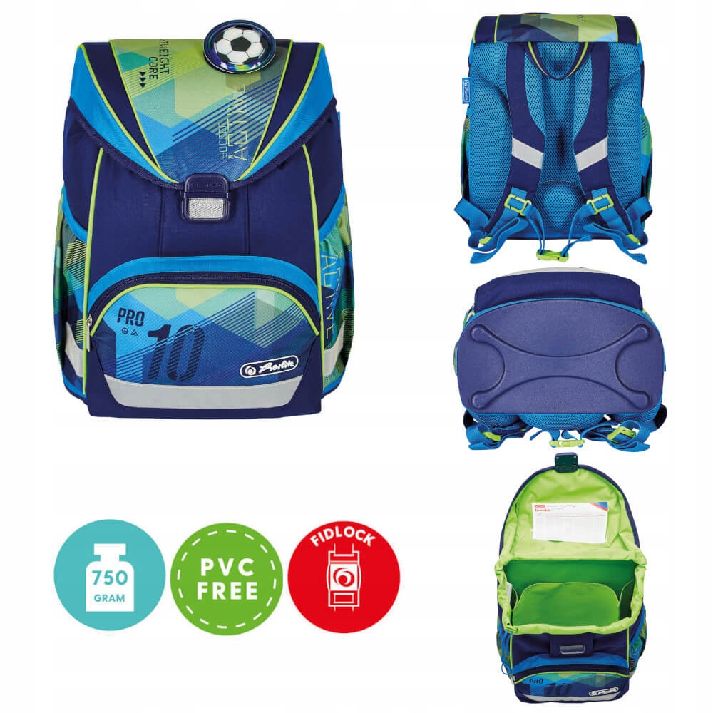 Tornister plecak szkolny UltraLight Green Goal piłka 6-9lat HERLITZ Marka Herlitz