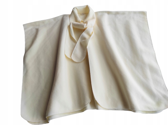 ŚMIETANKOWE PONCZO NARZUTKA OVERSIZE__COLUMBIA