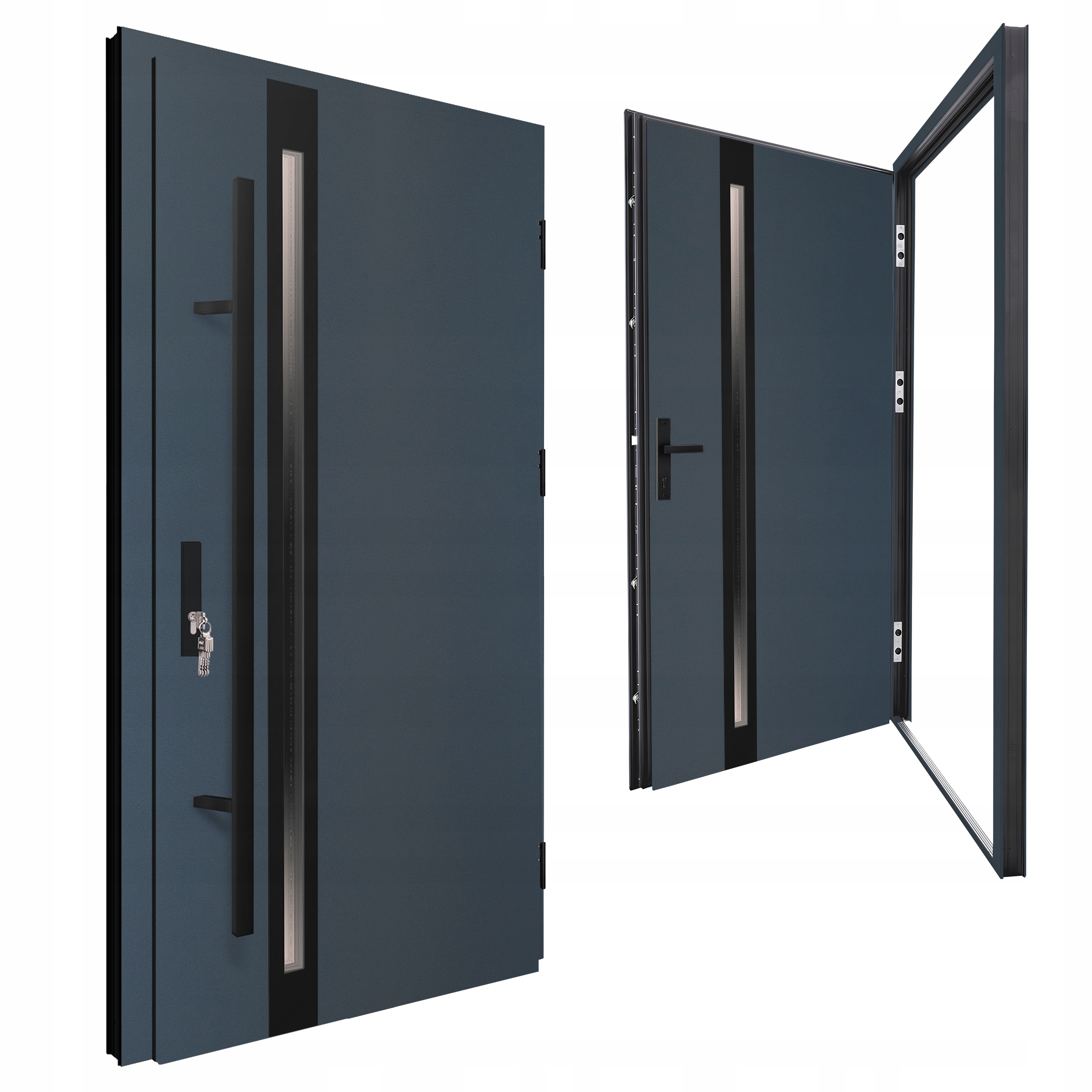 DRZWI ZEWNĘTRZNE WEJŚCIOWE STALOWE 90PRAWE GRUBE 92mm OŚCIEŻNICA ALUMINIOWA