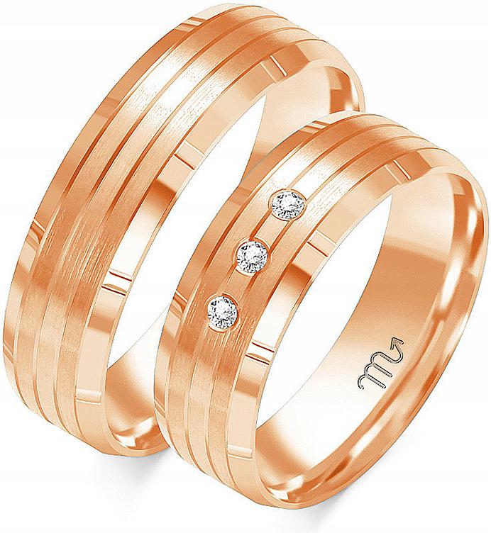 Zlaté snubní prsteny s briliantem svatební 585, 29 30 31, svatební kolekce gravírování