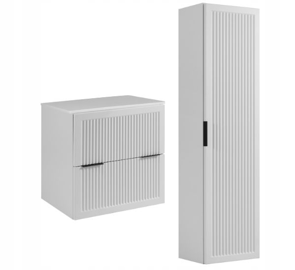 Sada závěsná koupelnová skříňka 60 sloupků 136 Přední části Mdf Blat Bílá Blat