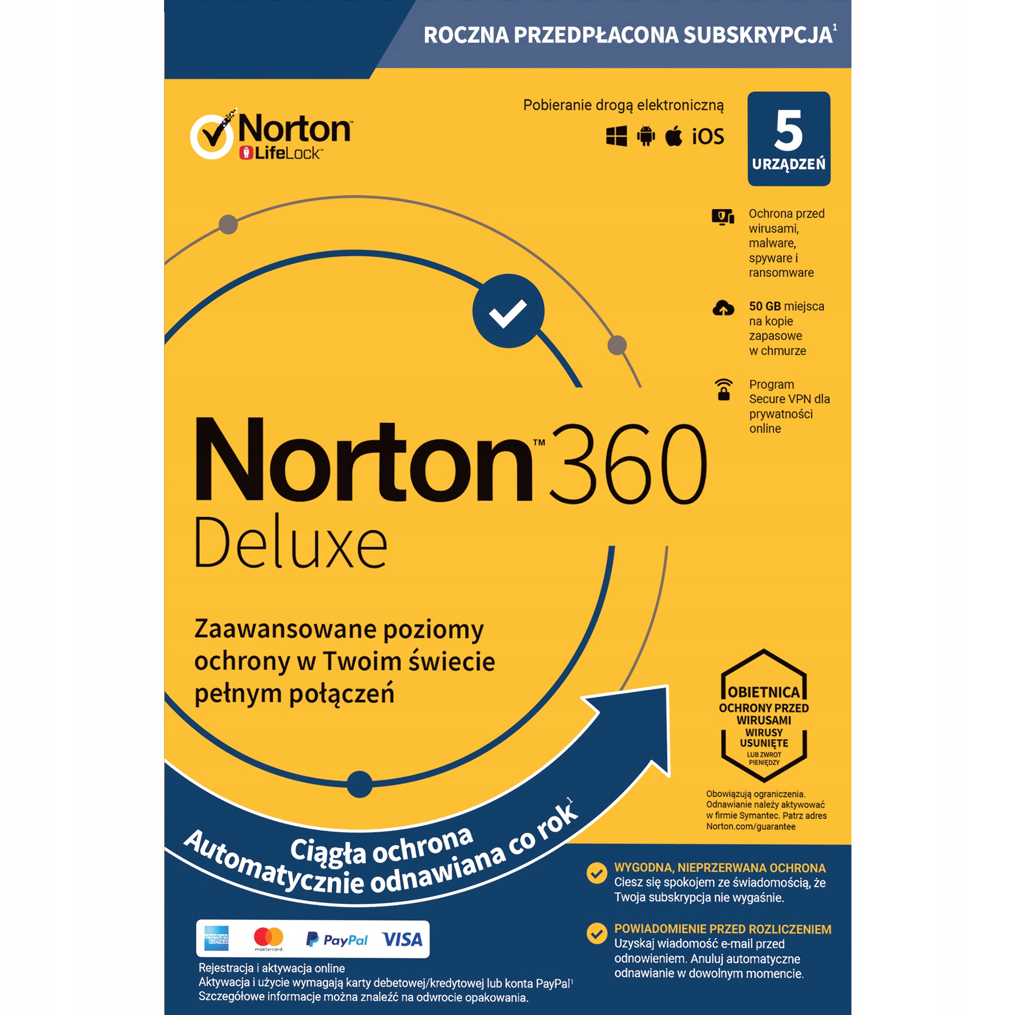 

Norton 360 Security Deluxe 5PC / 1 Rok - 50GB Vpn