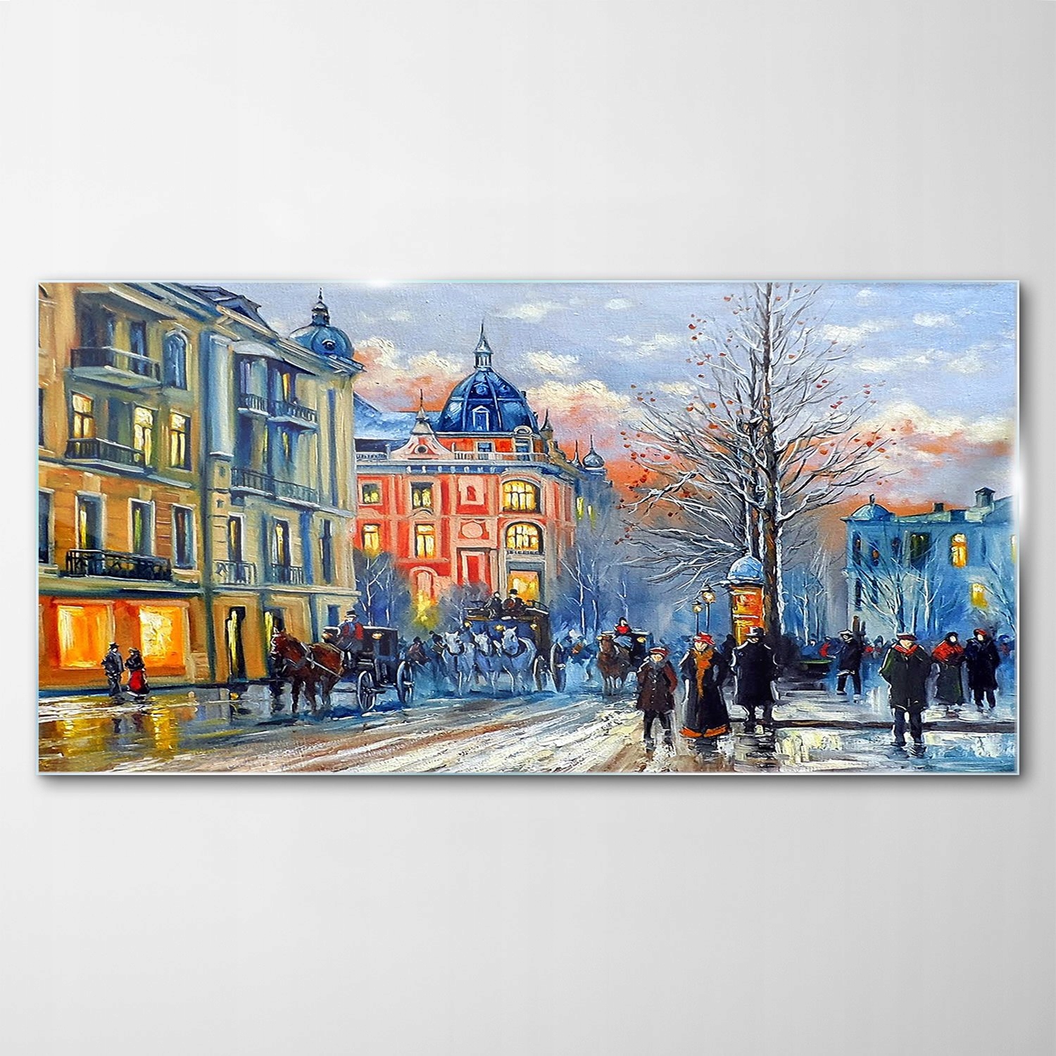 Obraz na skle Dekor Zima Mesto Budovy 140x70