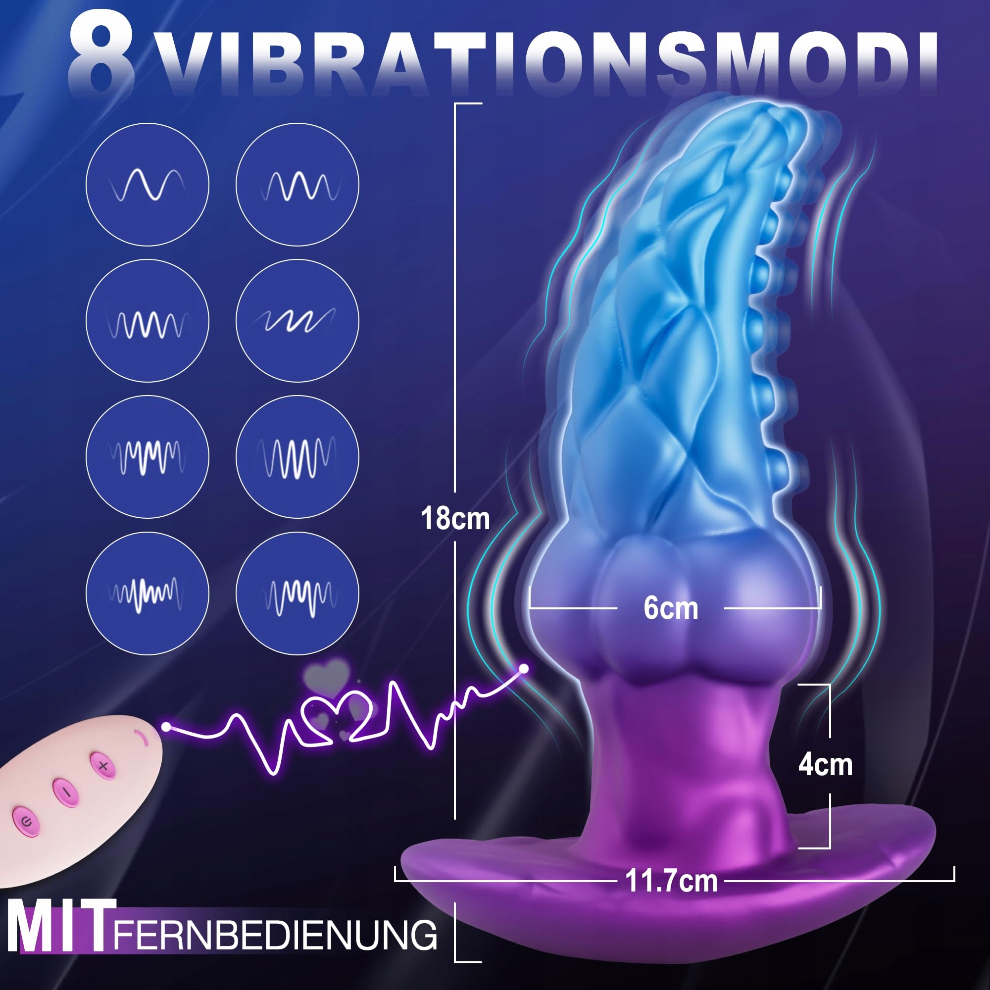 MONSTER KNOTEN Wibrator Analny Dla Mężczyzn 8 Trybów Silikonowy Plug — miniatura 2