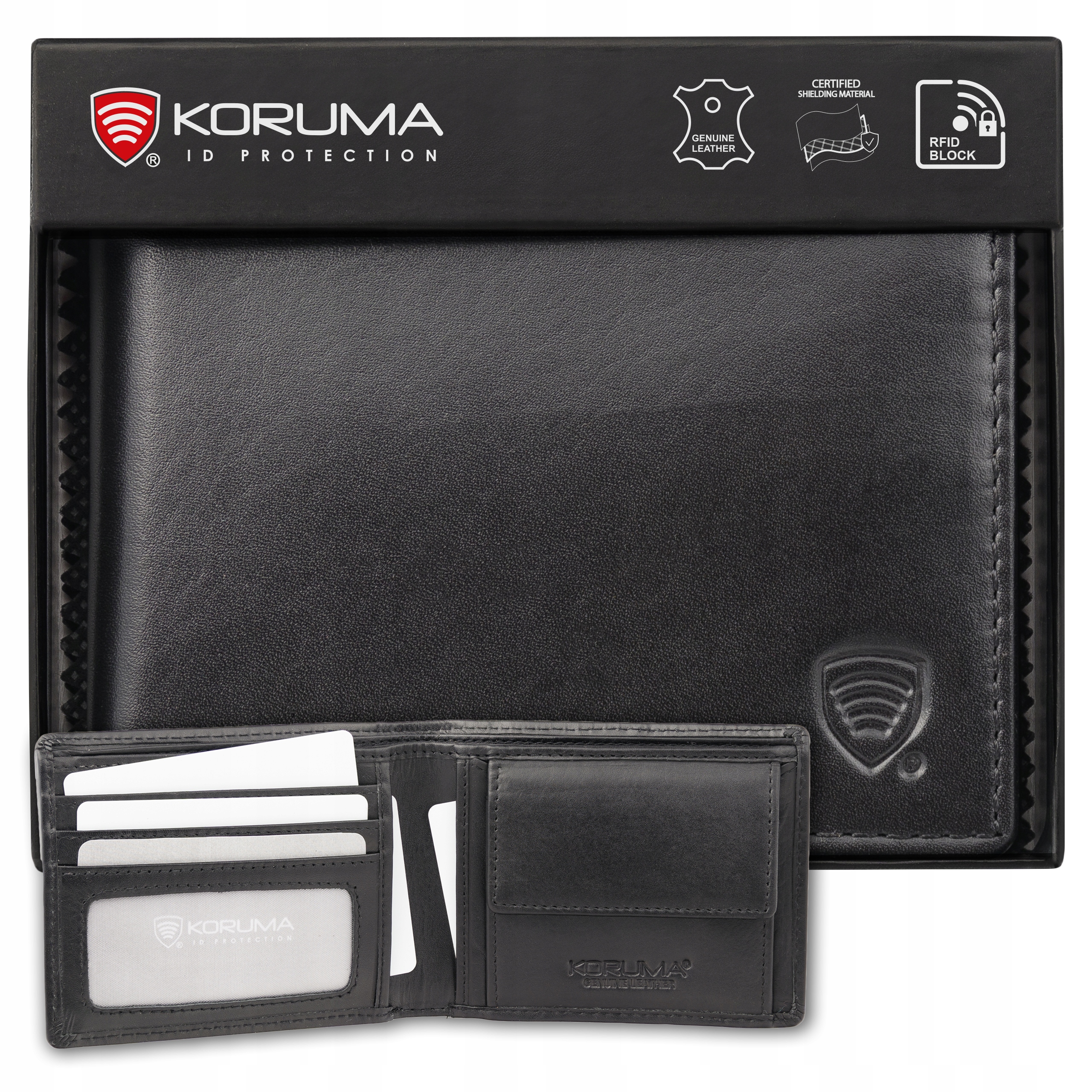 Malá Pánská Kožená Peněženka na Karty a Mince s Rfid Ochranou Koruma