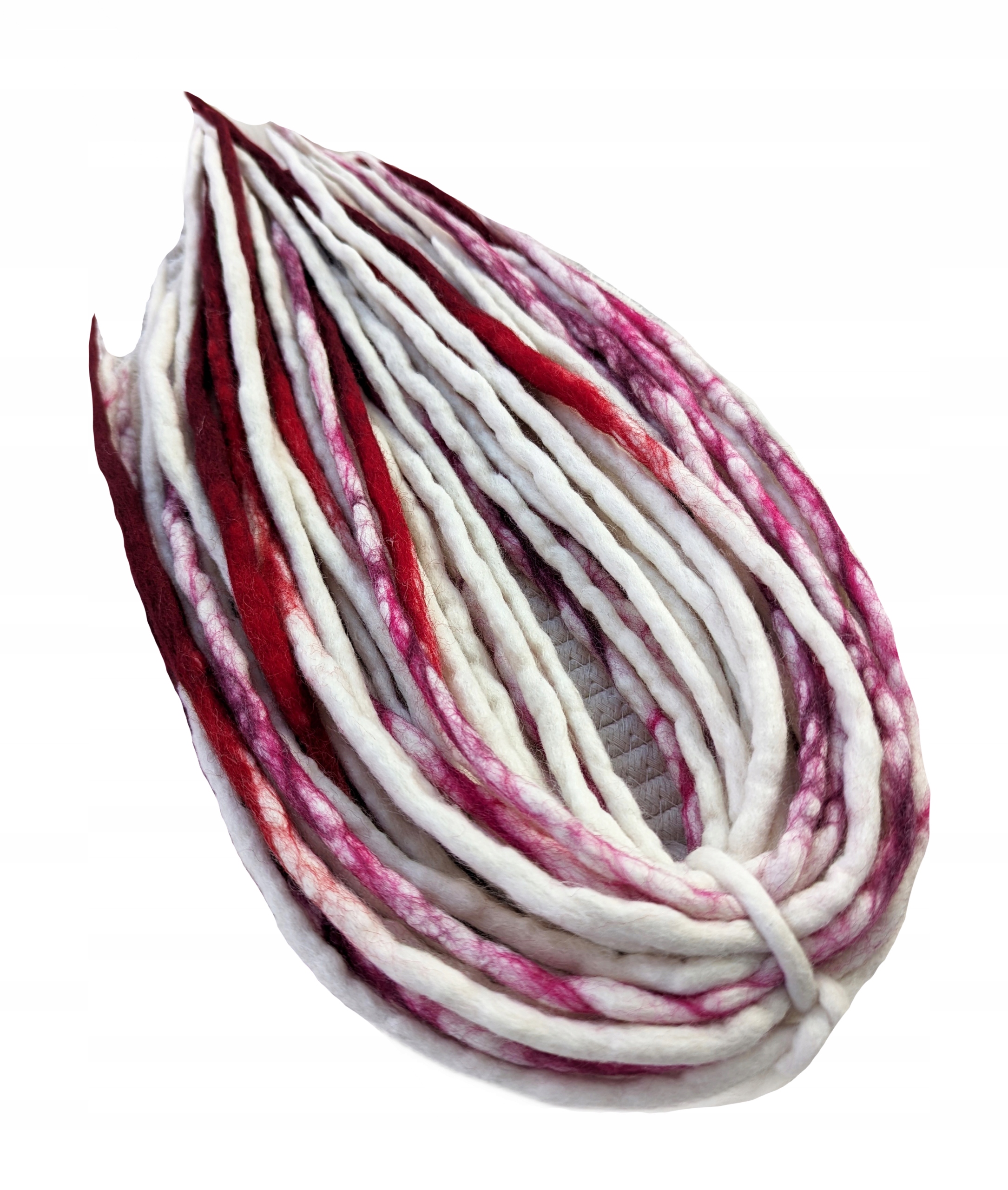 Dredloky Dredy Vlněné ručně vyráběné, bílé růžové Kvetoucí Višeň, 40 kusů