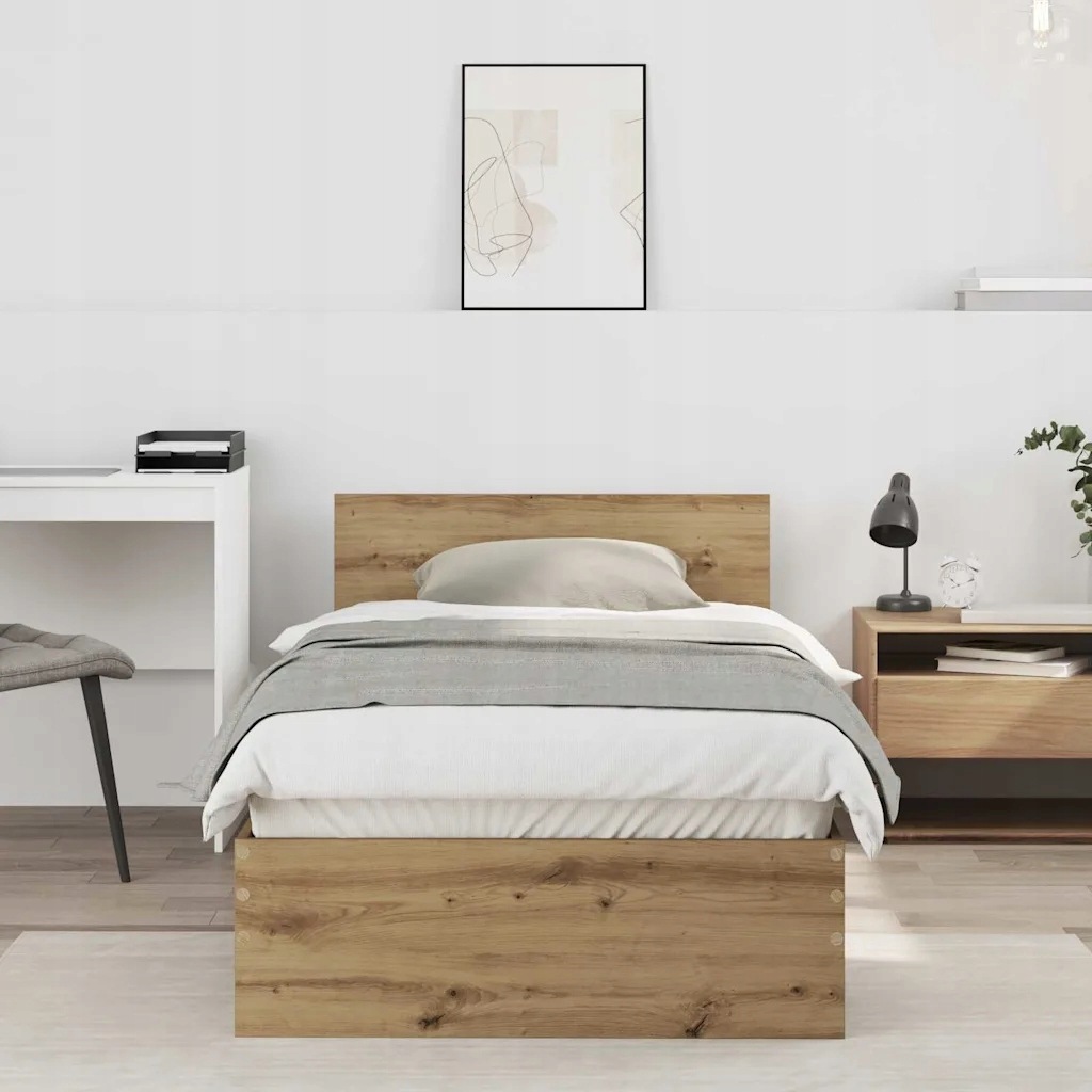 vidaXL Rám postele s čelo Artisanový dub 75 x 190 cm kompozitní dřevo
