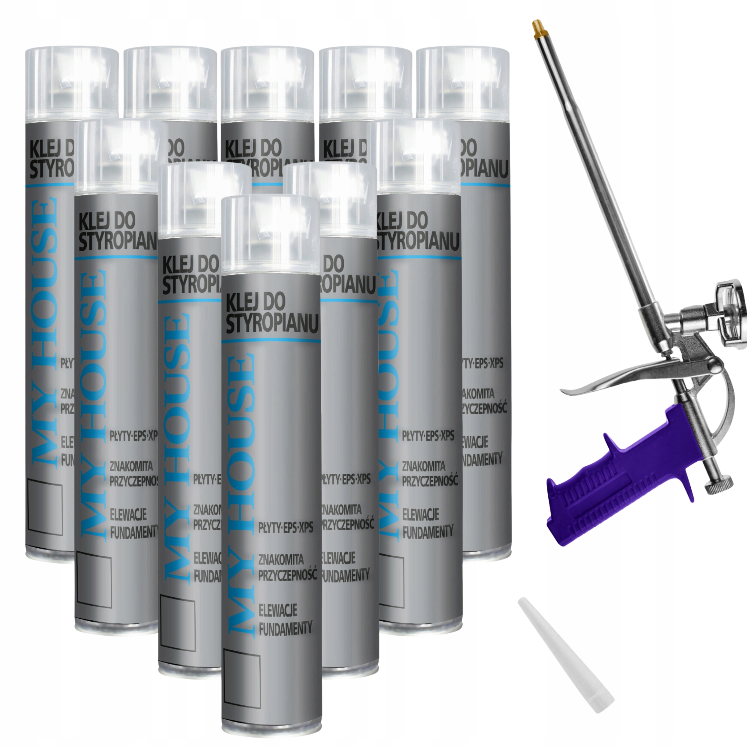 PIANO KLEJ POLIURETANOWY DO STYROPIANU STYRODURU XPS 750ml PIANKA PISTOLET