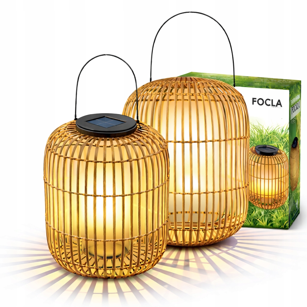 Solárna Záhradná Led Lampa XXL Lampáš Solárna Ratanová lampa 49 cm IP44