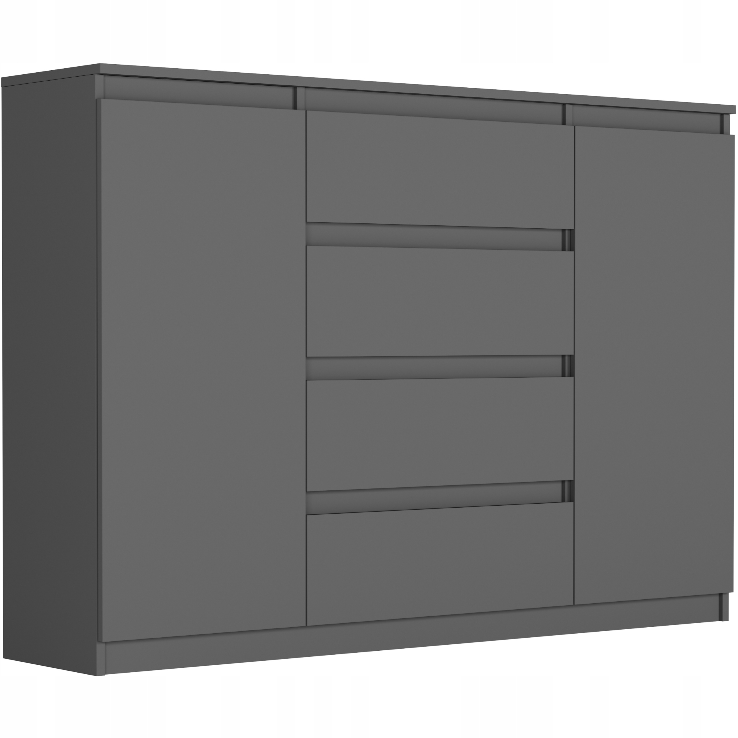 Modna KOMODA 140 SZAFKA 4 SZUFLADY 2 PÓŁKI ANTRACYT R-140-S4