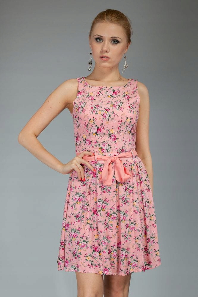 

Emamoda Sukienka zwiewna boho w kwiaty różowa S 36