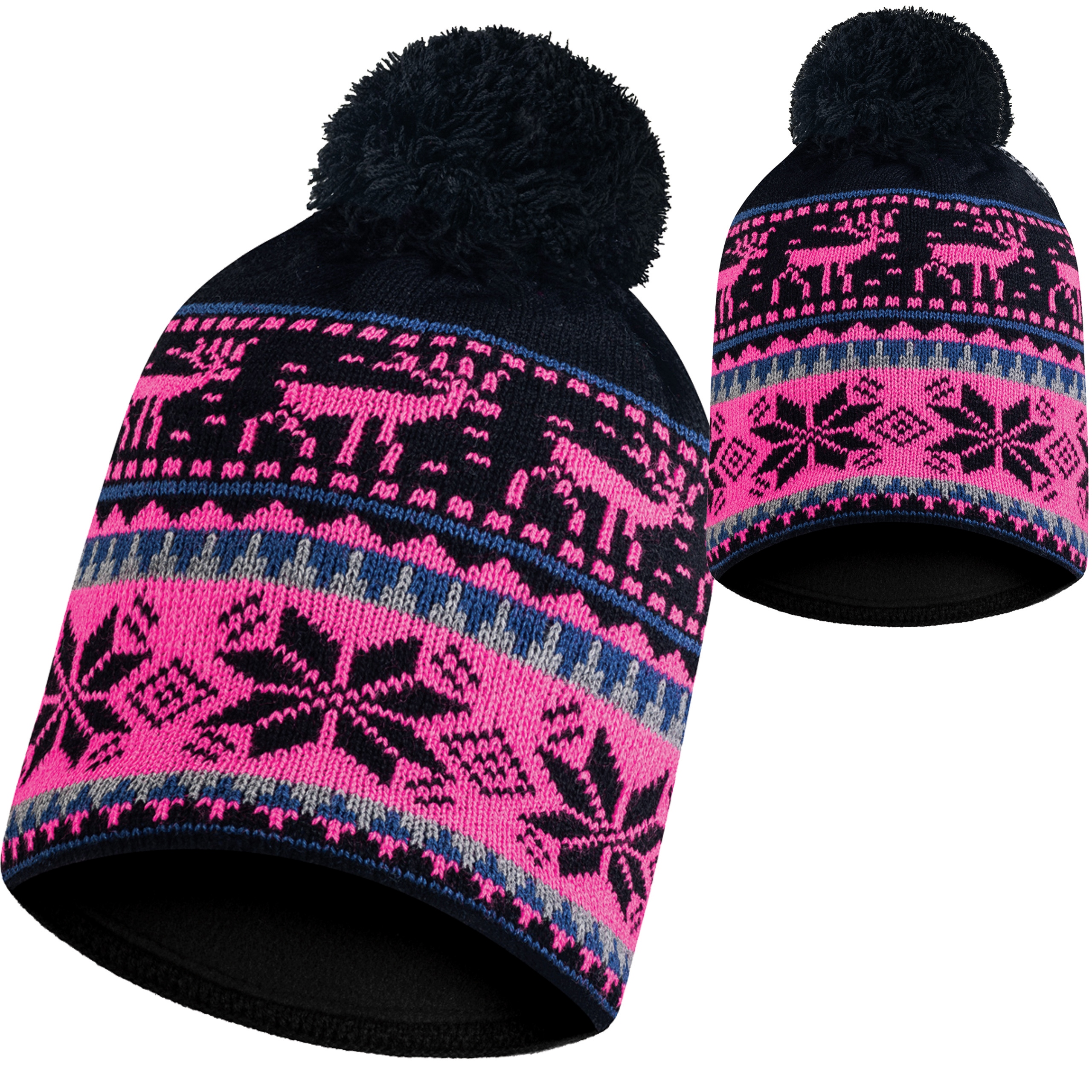 

Czapka zimowa czarna z pomponem polar termoaktywny