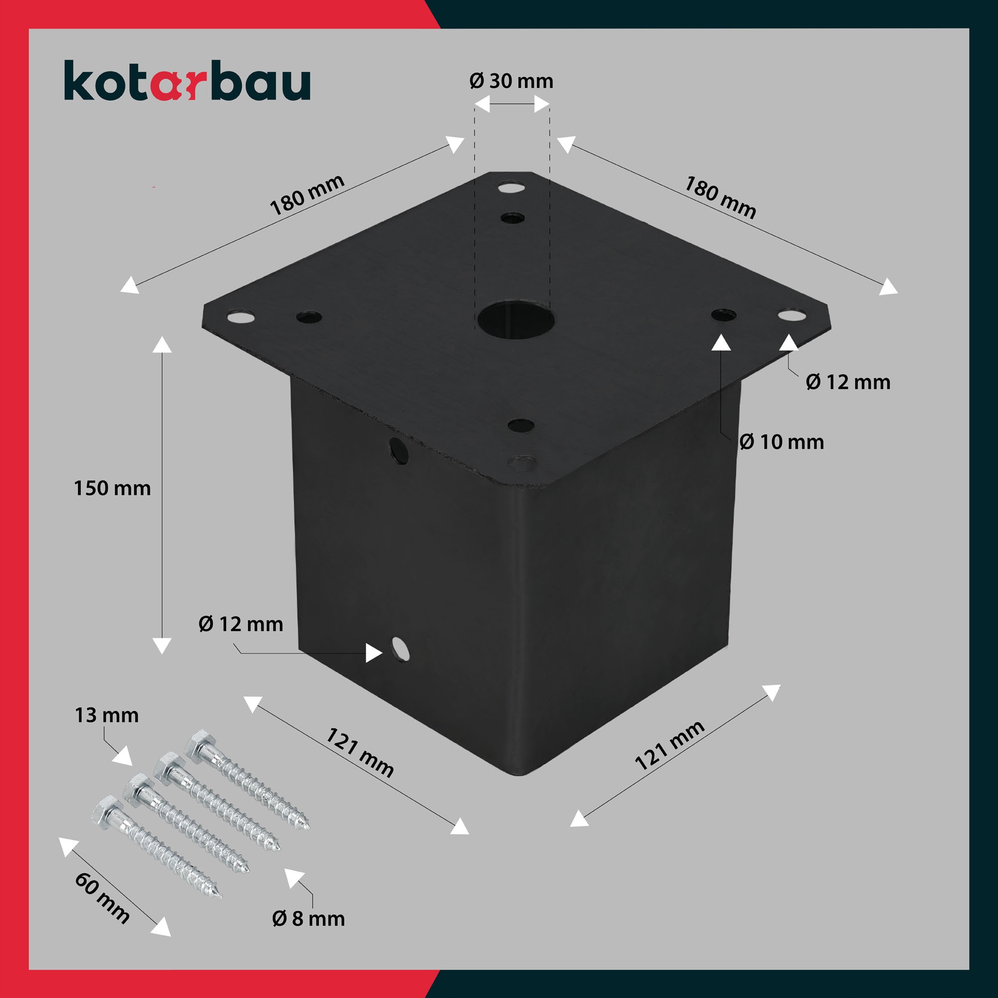 PODSTAWA SŁUPA PRZYKRĘCANA 120X120 WSPORNIK KOTWA Rodzaj podstawa słupa