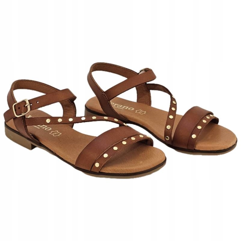 Hnědé sandály Verano 3079 vel. 36 s pásky a cvočky Kochland