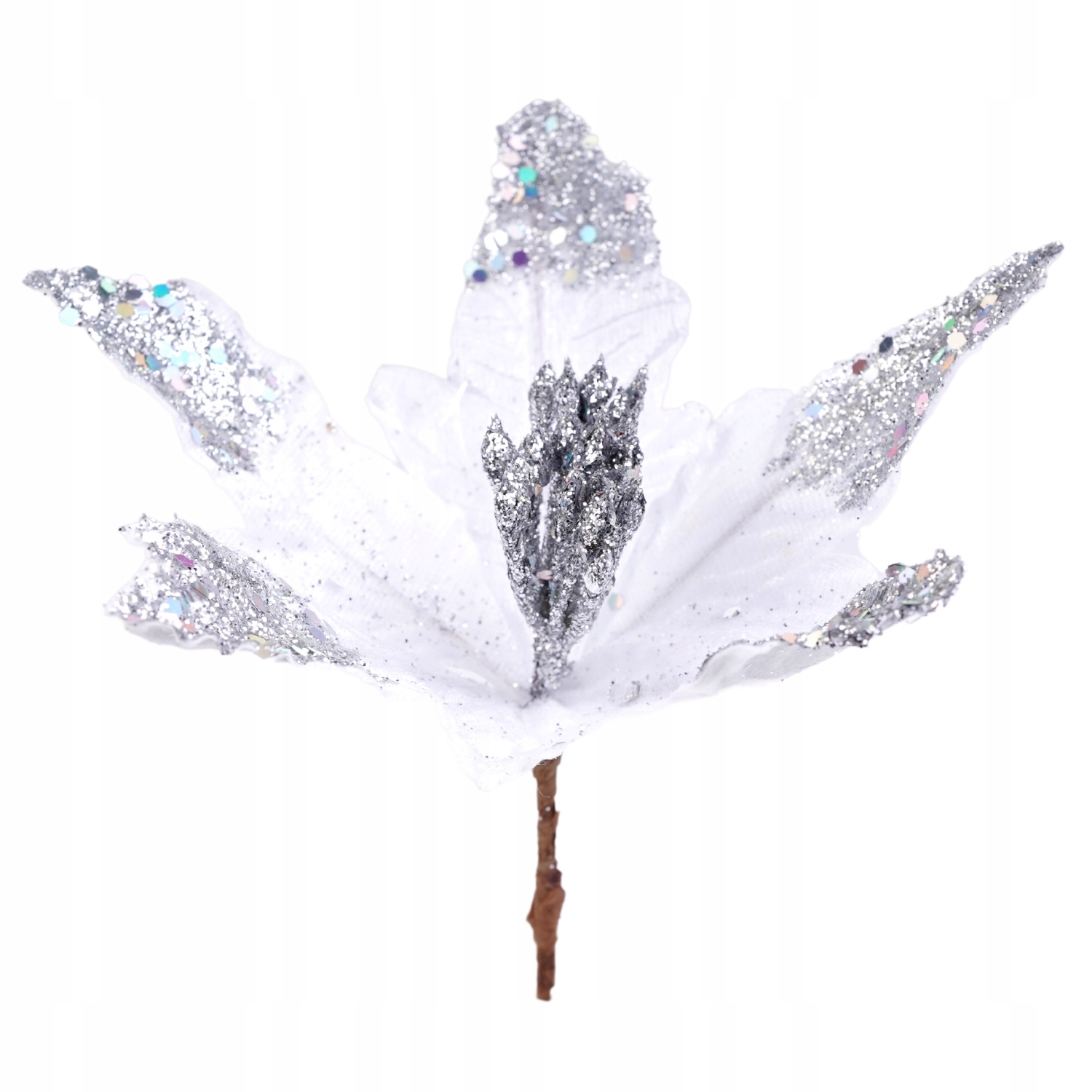 

Kwiat Gwiazdy Betlejemskiej Brokat Na Stroik Biała