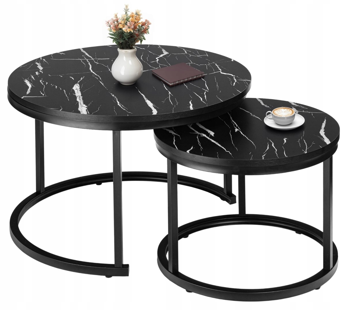 Sada loftových stolků Galen Černý Mramor