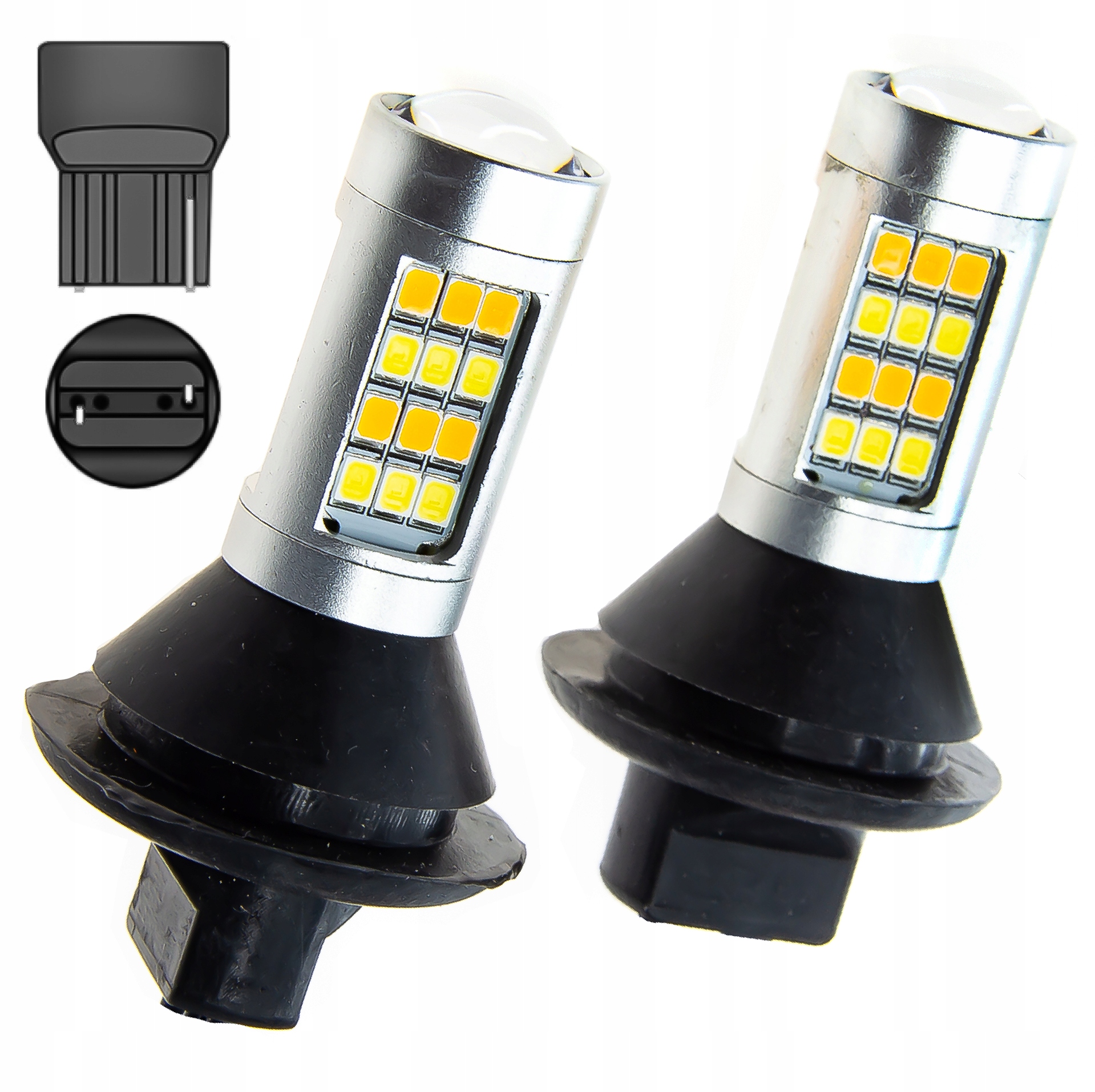 7740-42SMD-2835-D - WY21W светодиодный указатель поворота + дневные 2in1 T20 DRL 30W