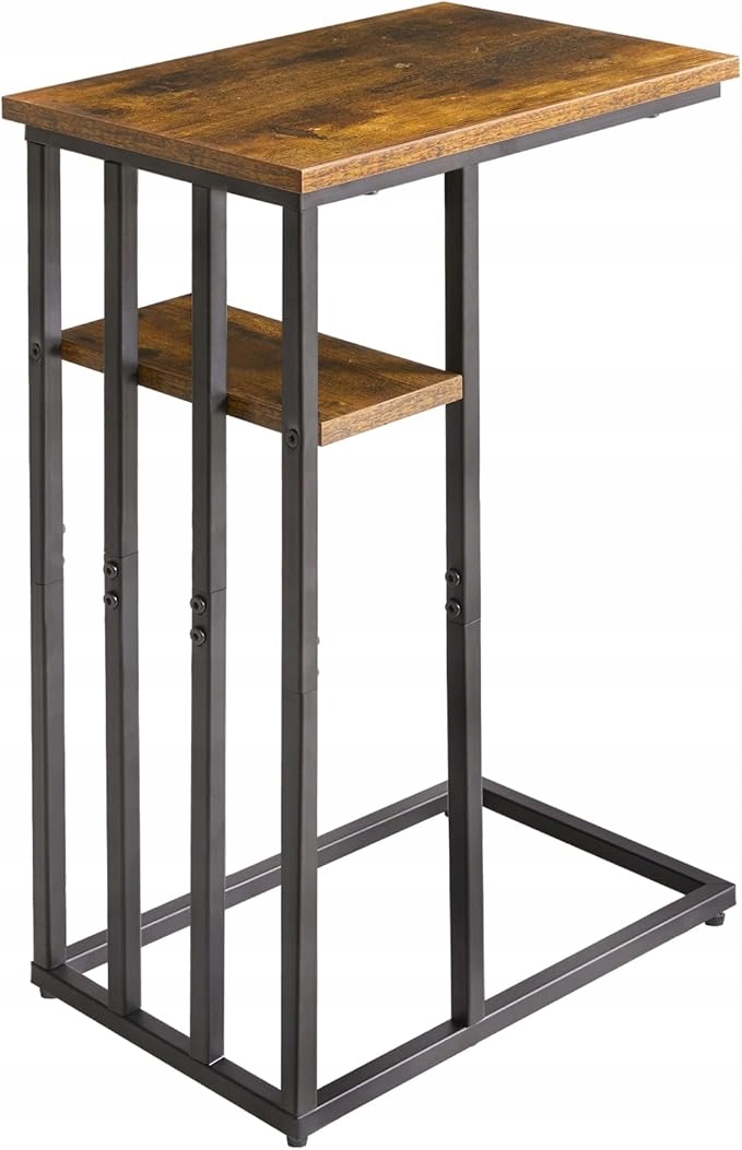 Boční stolek C hnědý dub 40 x 26 x 61.5 cm, ocelový rám