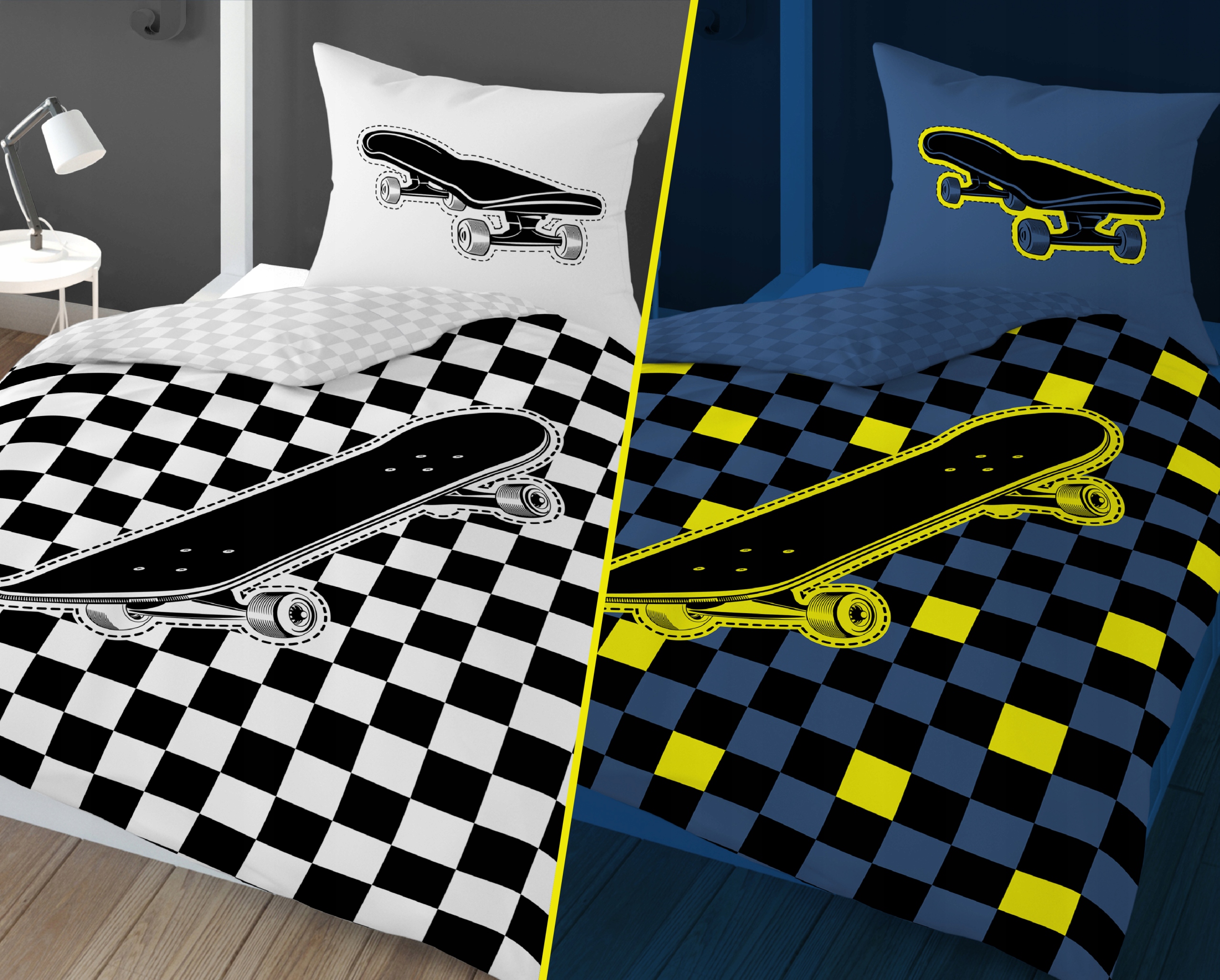 Pościel świecąca w ciemności 160x200 deskorolka Bohater brak