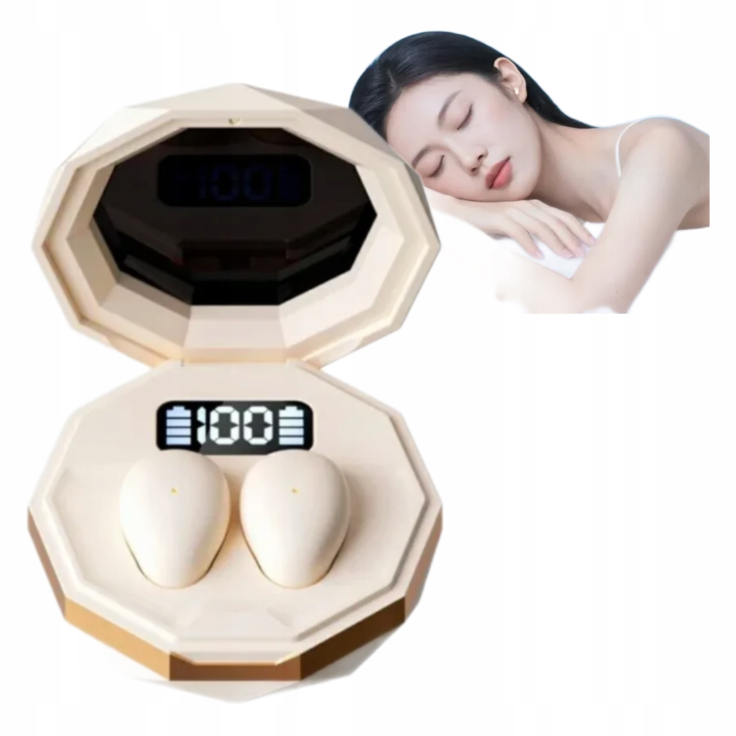 Sluchawki Bluetooth Bezprzewodowe Do Spania Etui Ekran Douszne Ultra Mini