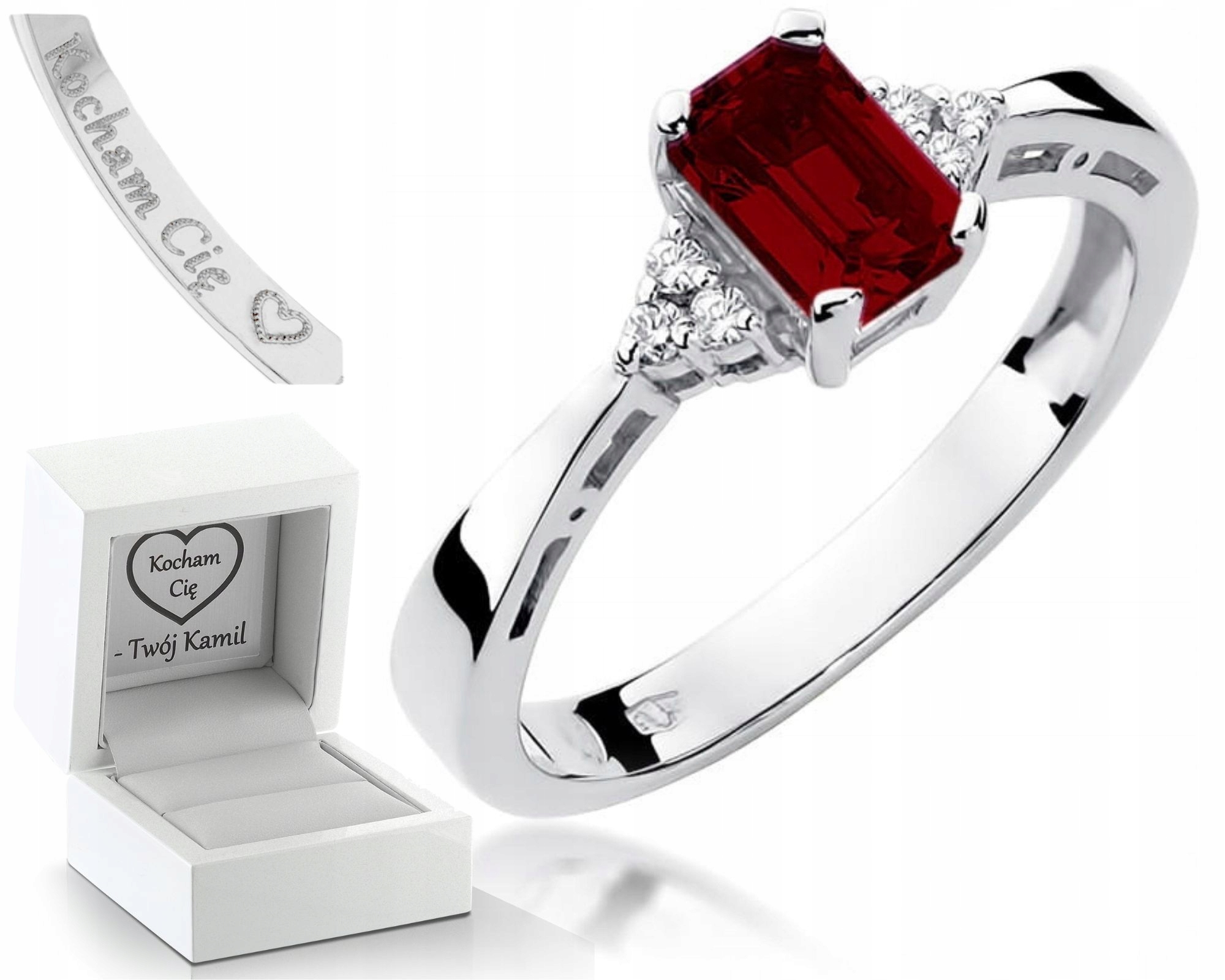 Prstýnek Granátový Briliant 585 Gravírování Bonus