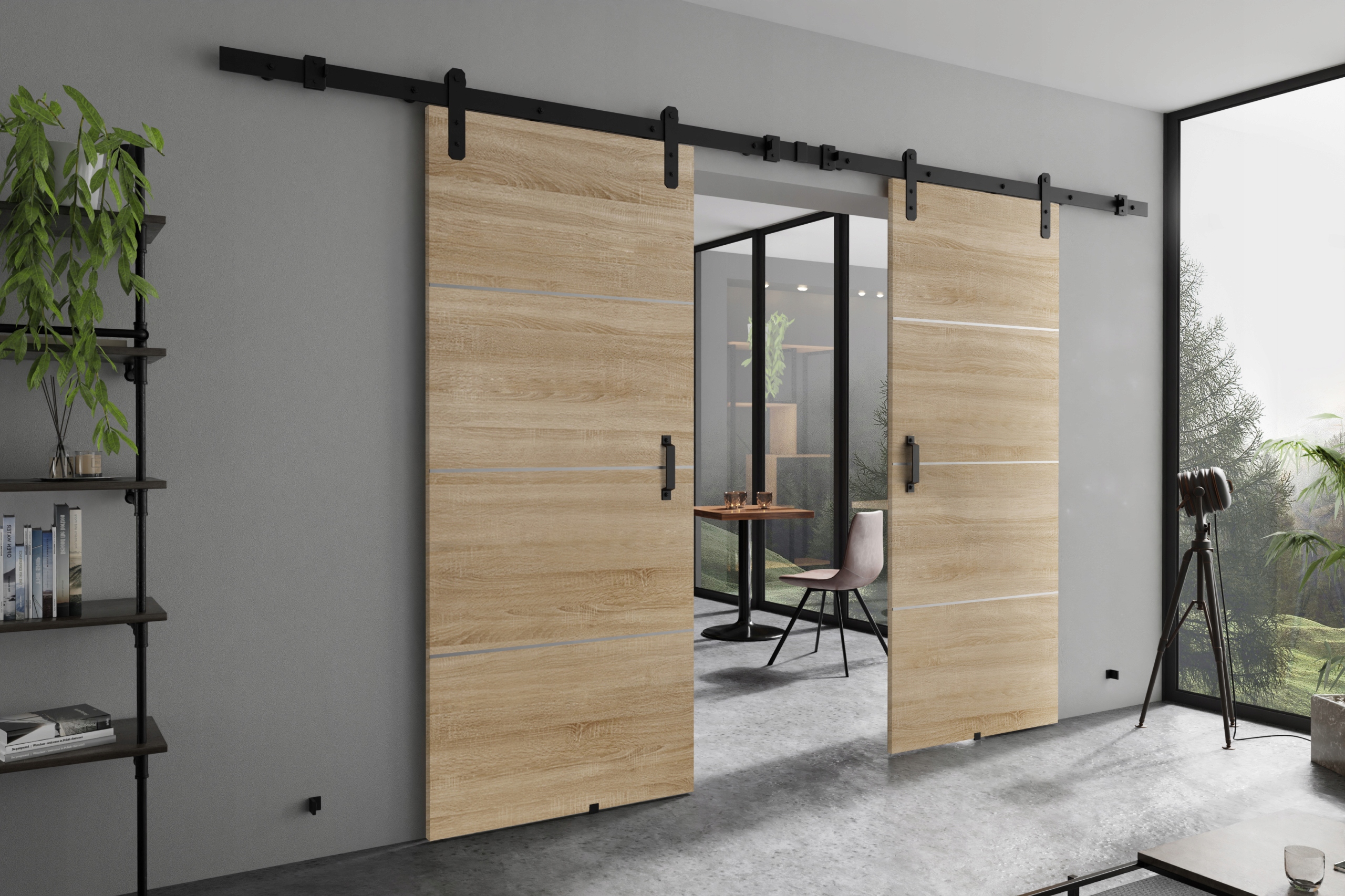 Drzwi przesuwne naścienne LOFT DUO PLUS 192 Typ Pełne