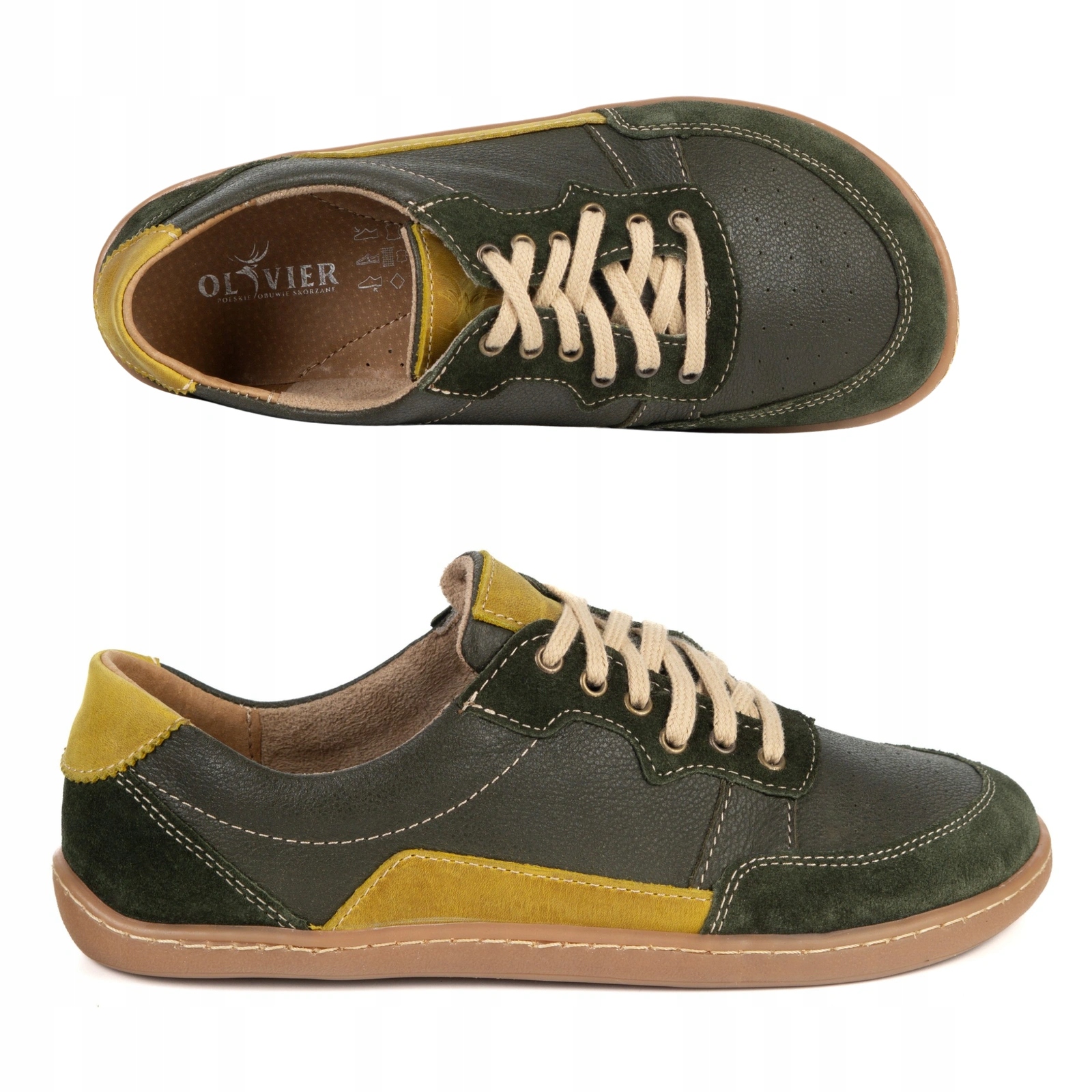 Dámské kožené barefootové boty Alma městské casual zero drop zelené 42