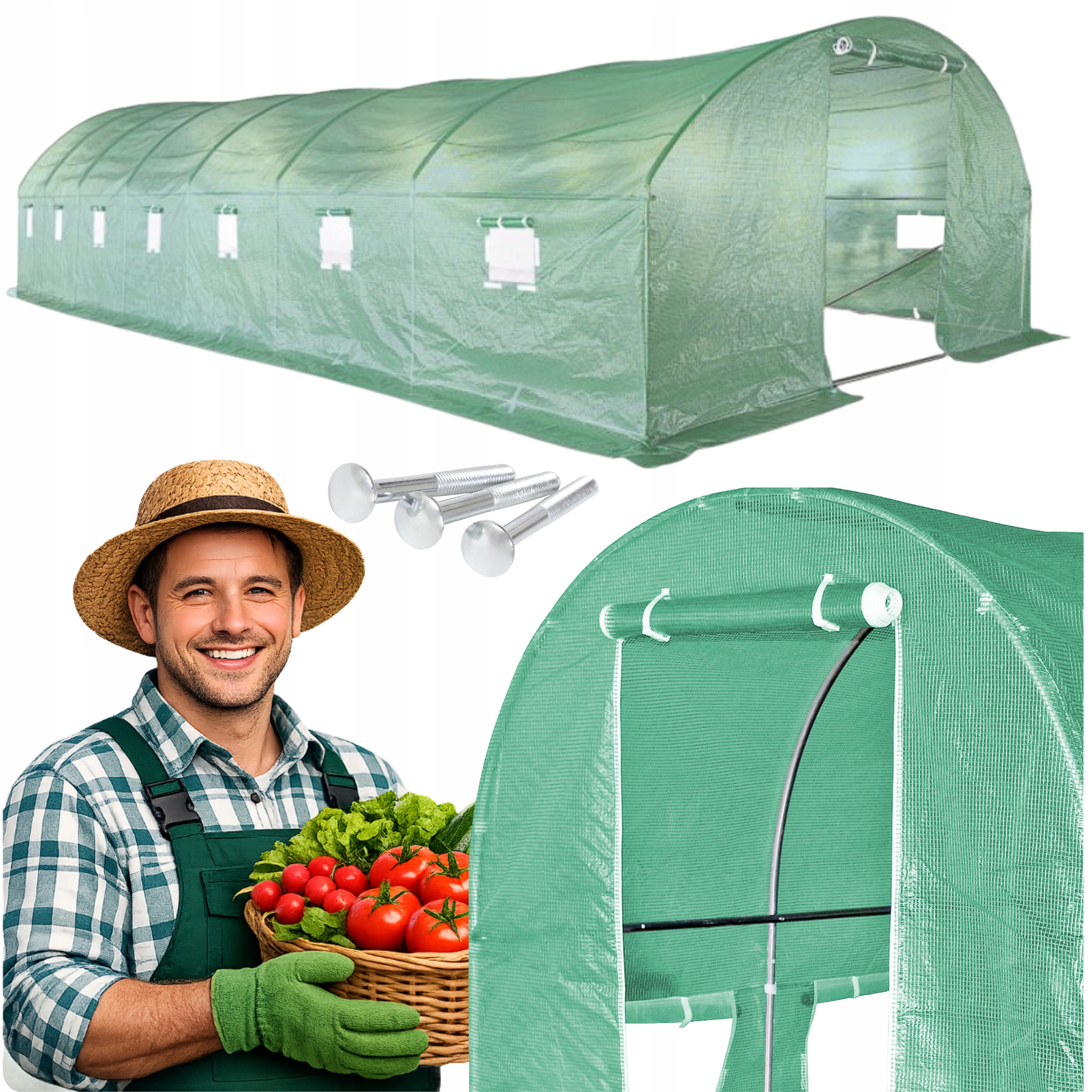 Fóliový Tunel 4x10 m Zahradní Skleník 40 m2 Zelený Odolný Fóliový