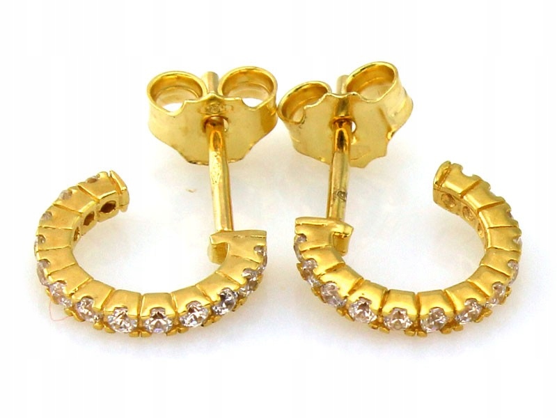 Zlaté náušnice na tyči 585 s bílými zirkony pro ni