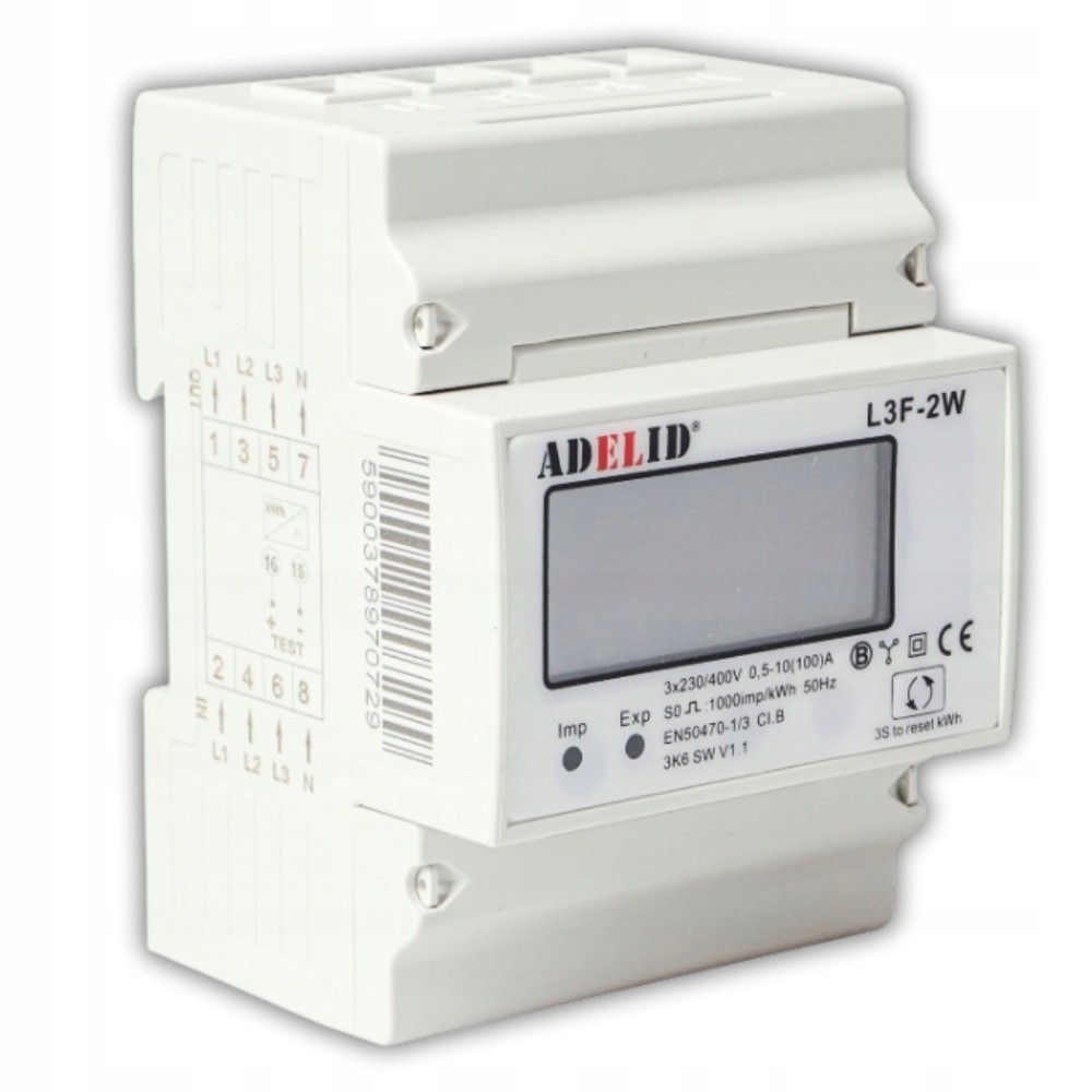 3-FÁZOVÝ Merač Energie Pre Fotovoltaiku, Obojsmerný, 100A, Reset 4P