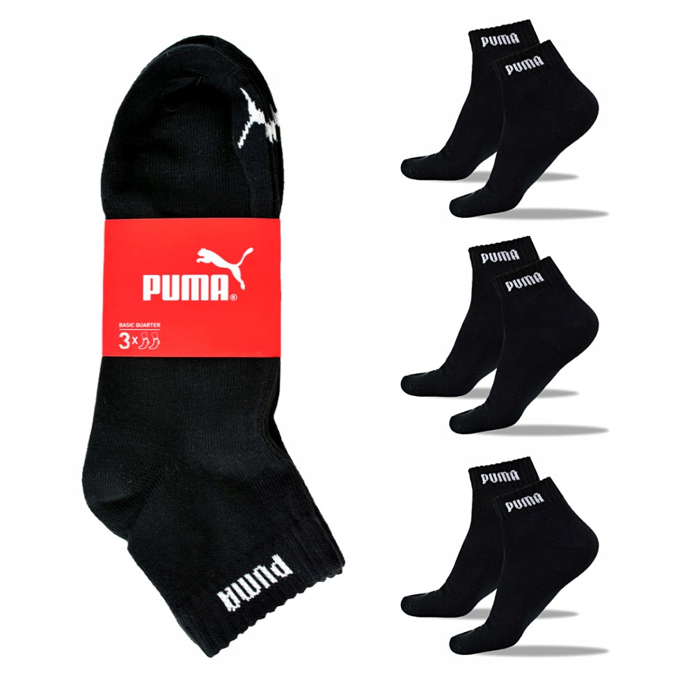 

Puma Skarpety Zakostki Quarter 3 pary Czarne 43/46
