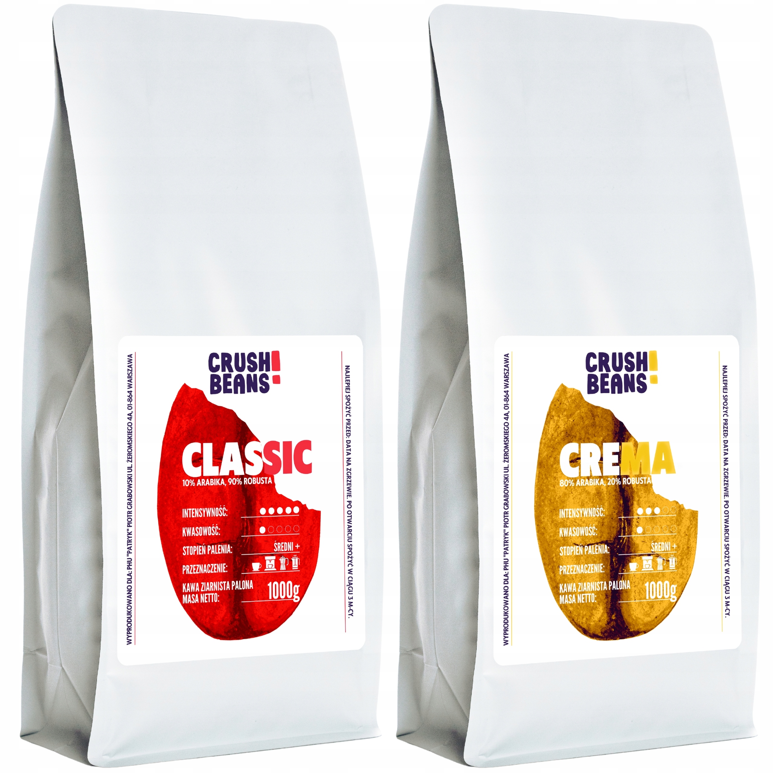 Levně Mletá káva 2kg Classic+crema Crush Beans MIX