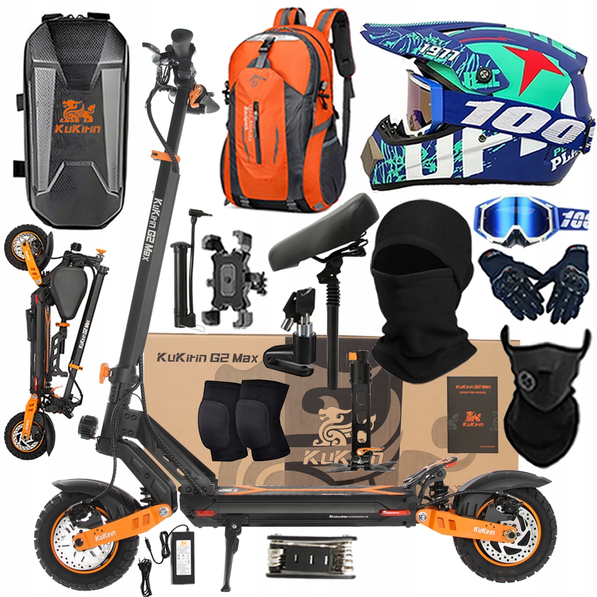 Kukirin G2 Max Składany Pojazd Elektryczny 1200W 48V 20Ah 55KM/H PL+Prezent