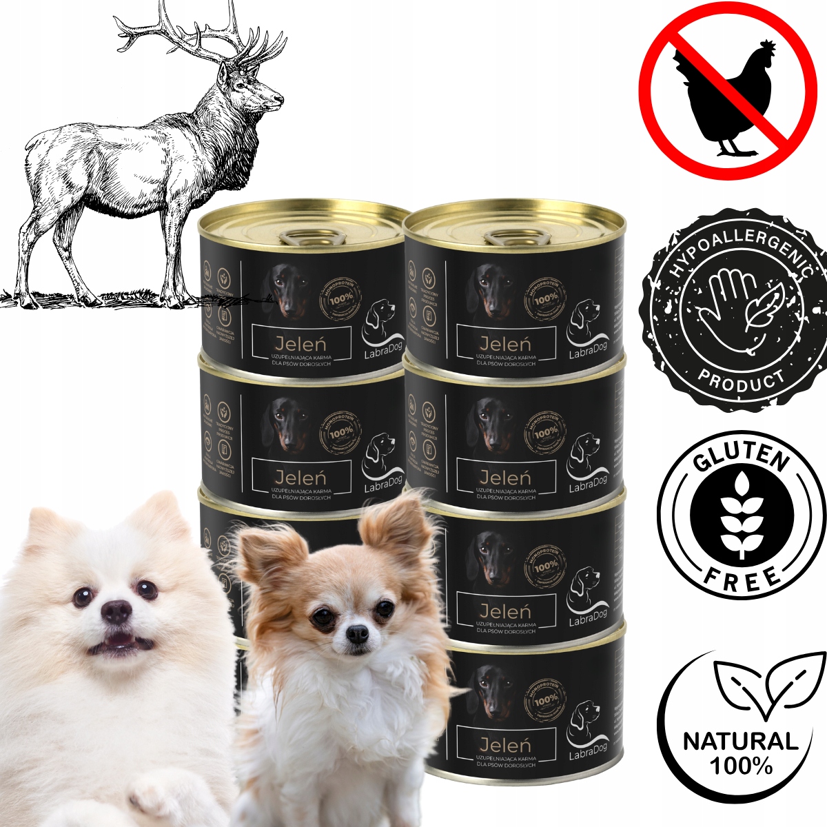 Levně LabraDog Superfood Hypoalergenní jelen 100% Chihuahua, Pomeranian 8x200 g