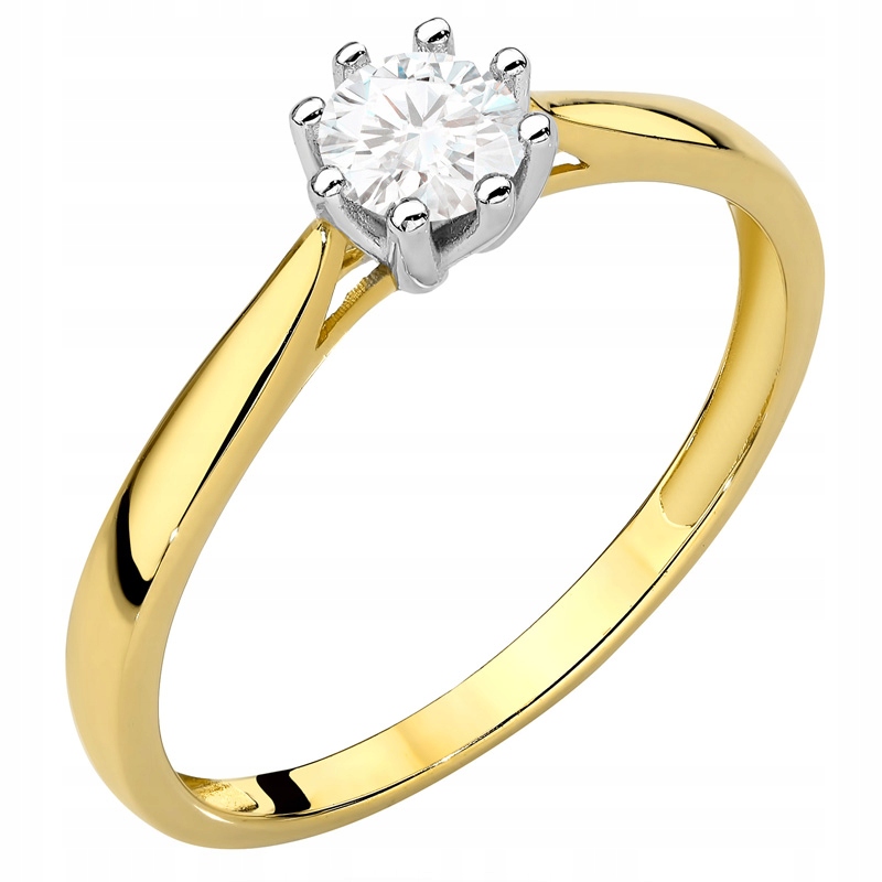 Krásný Zlatý Prstýnek pr. 585 s zirkonií zásnubní 14k vel.11