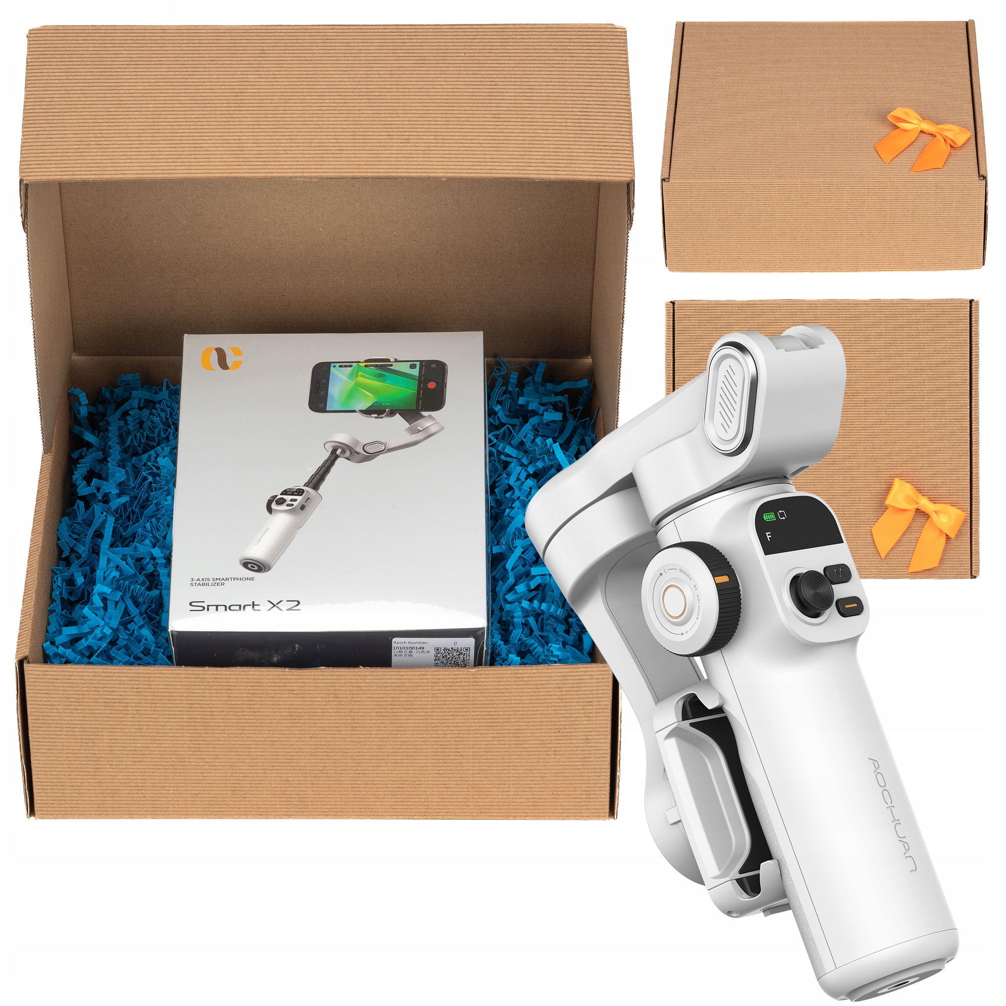 Gimbal ręczny selfiestick statyw Aochuan X2 biały Pudełko Prezentowe